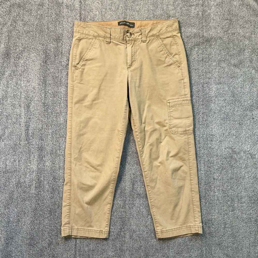 Eddie Bauer Womens Tan Ripstop Cargo Crop Pants Khaki Size 4 D1761637